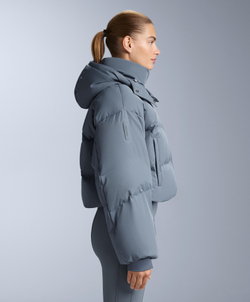 Oysho Легкий водонепроницаемый короткий пуховик Minardi Piume SKI, серо-голубой