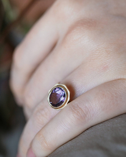 кольцо «цветок жизни» с аметистом (11 мм)