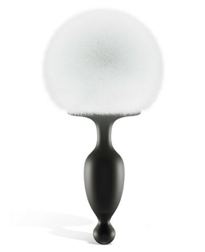 Черная анальная пробка с белым хвостиком Magic Bunny (Цвет: черный с белым)