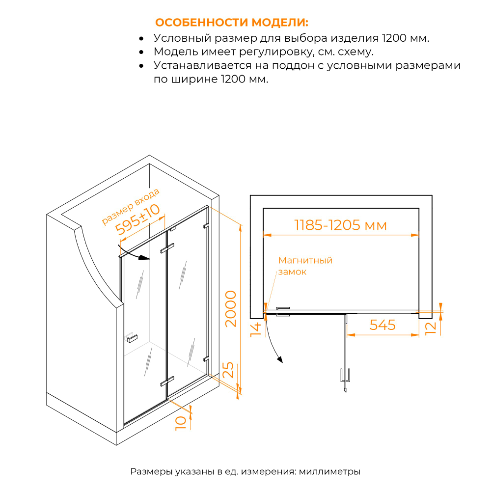 Душевая дверь RGW SV-004Gr (Прозрачное, 1200)