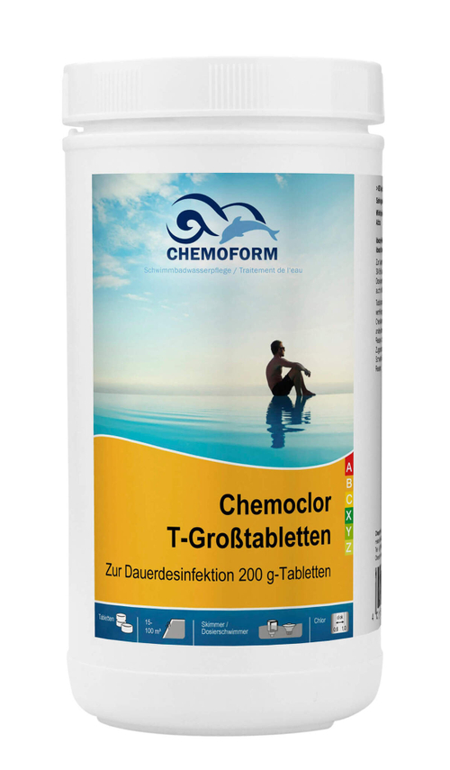Chemoform Кемохлор Т 1кг медленнорастворимый хлор для непрерывной дезинфекции воды таблетки 20г