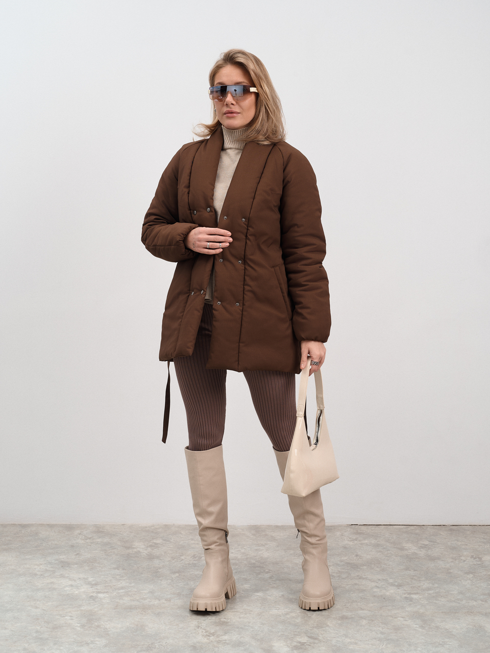 Куртка женская демисезонная " Кимоно Офис" коричневый