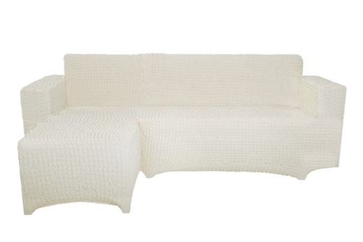 Чехол Модерн на угловой диван с выступом слева, цвет Слоновая кость