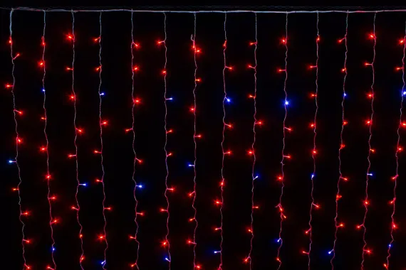 Занавес с мерцающим диодом 2*3 м., 220V, 320 красных LED ламп, прозрачный провод, Winner Light (R.03.5T.320+)