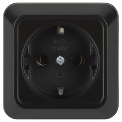 Розетка Intro Quadro 2-202-05 с заземлением 2P+E Schuko 16А-250В IP20 ОУ антрацит | Intro