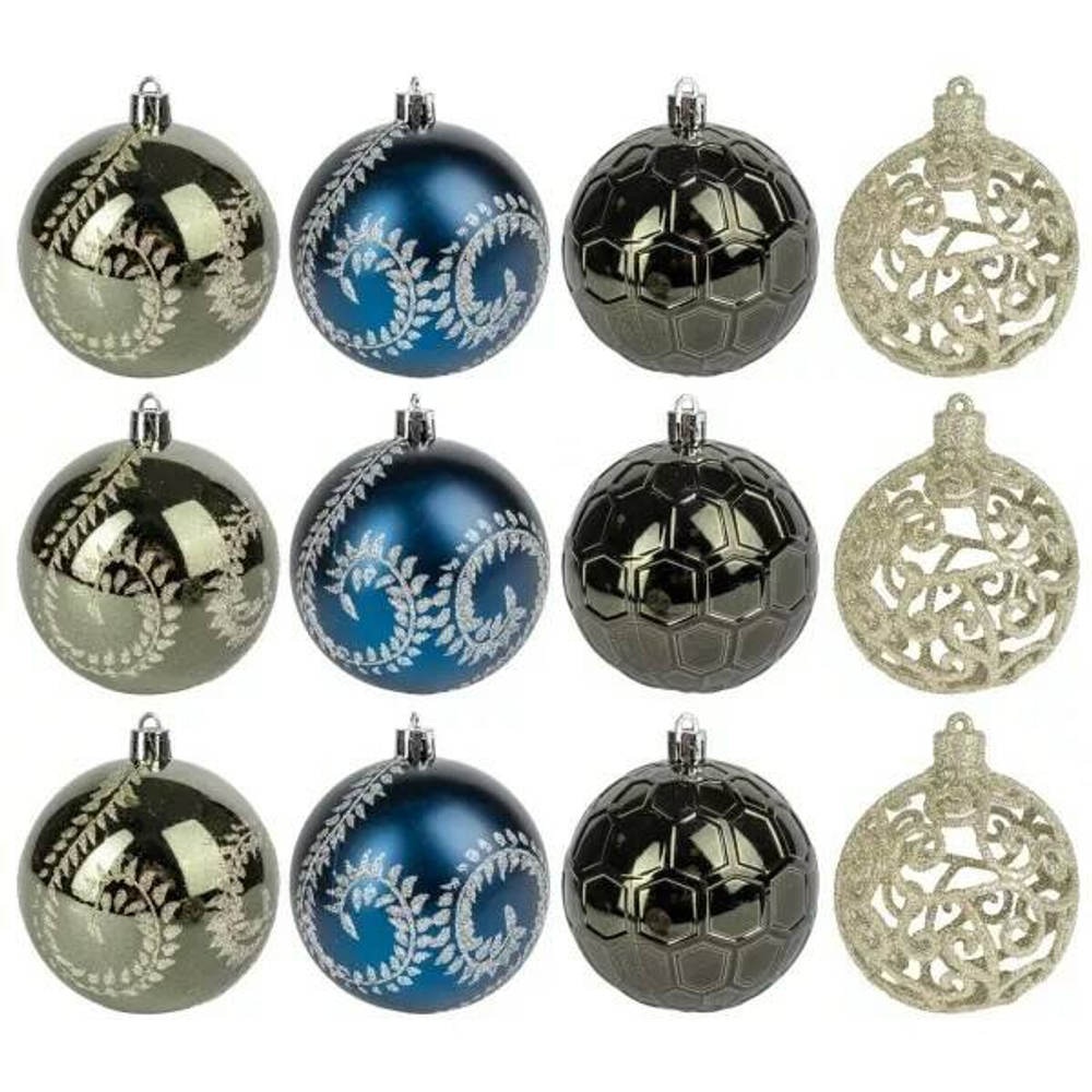 Набор шаров 12шт 8см серый SYQC-0122063