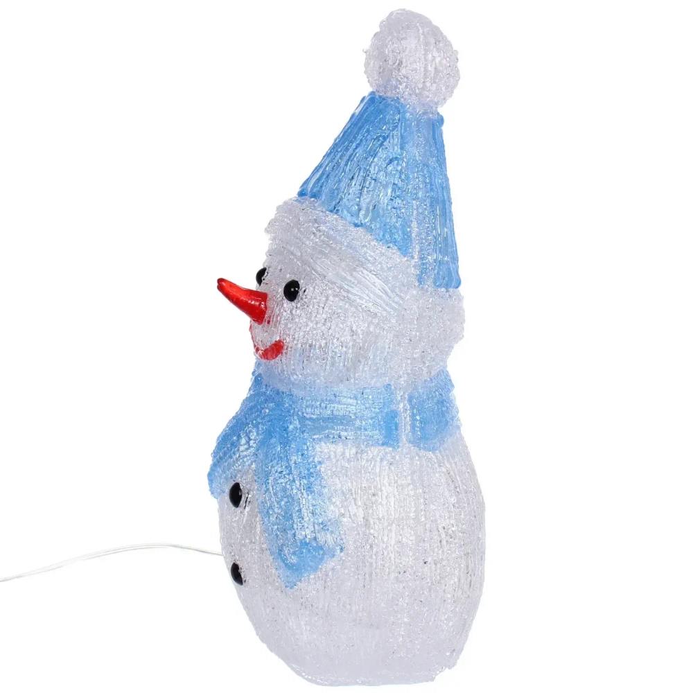 Фигура светодиодная «Снеговичок в голубом колпачке» 16*13*30 см, 20 ламп LED, авторежим, 220V, Белый