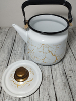 Чайник 3,5л с рисунком Мрамор золото бел. 1с26я