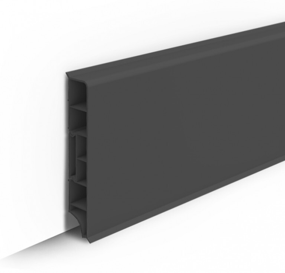 Плинтус ПВХ Идеал Дюра прямоугольный 093 Графит 80х16х2200 мм