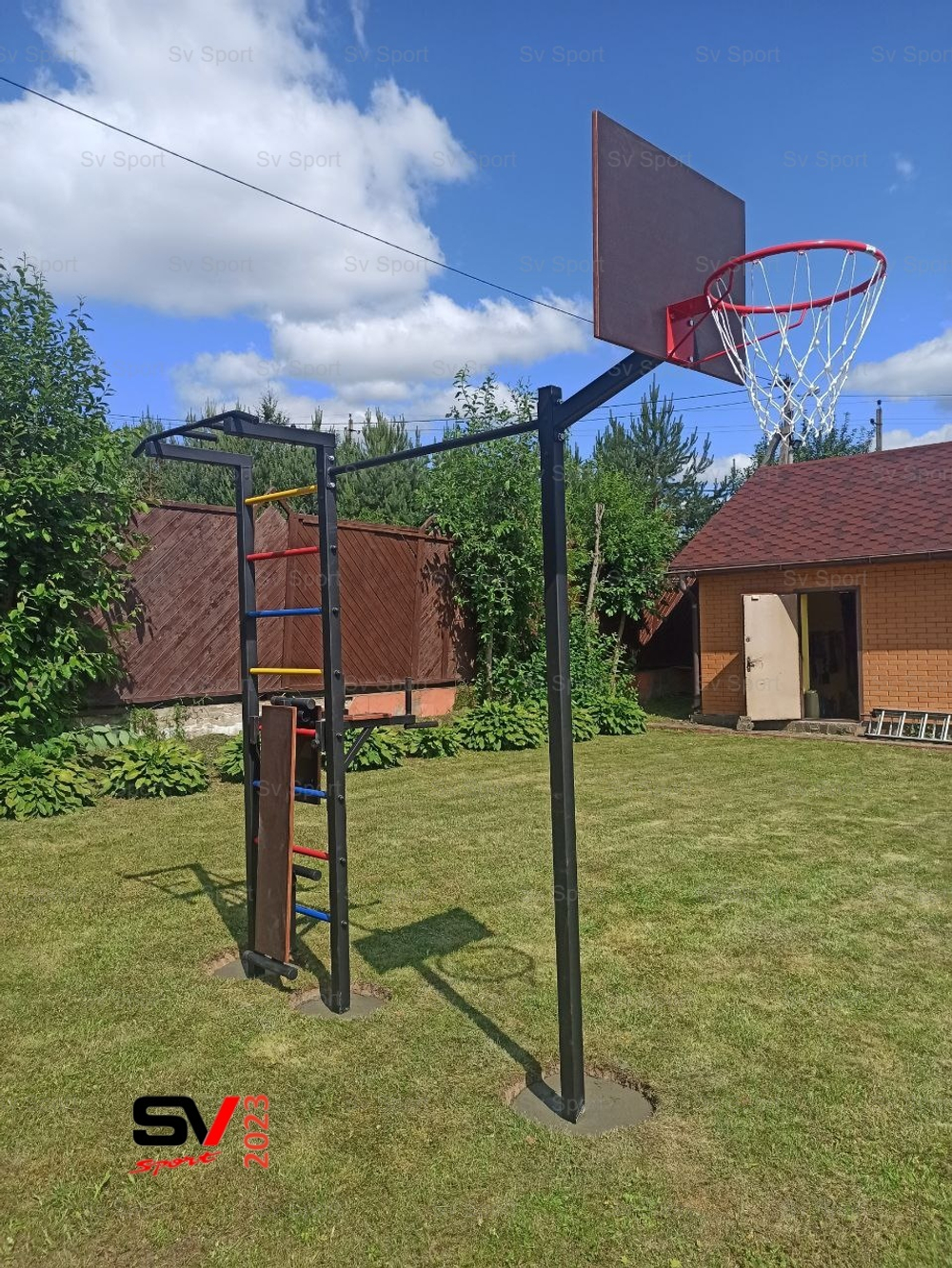 Монтаж уличной шведской стенки Sv Sport (3 вертикальных столба)