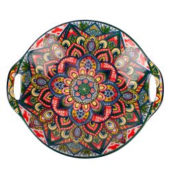 Блюдо с ручками " " (синий) 22,5х20,5х4,5см (min9) (транспортная упаковка)