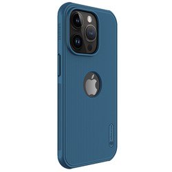 Чехол синего цвета усиленный от Nillkin для iPhone 14 Pro, серия Super Frosted Shield Pro, с вырезом под логотип, двухкомпонентный