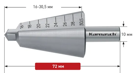 Коническое сверло Ø 16-30,5 мм, Karnasch, арт. 21.0039