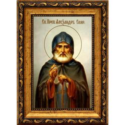 Александр Свирский Преподобный. Икона на холсте.