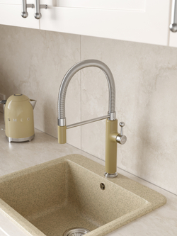 Смеситель для кухни Domaci Римини D568387YW с гибким изливом, бежевый