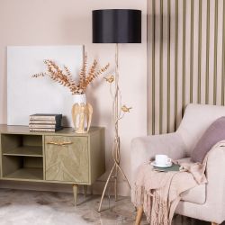 Светильник напольный торшер Терра с абажуром Винтаж-2 Черный