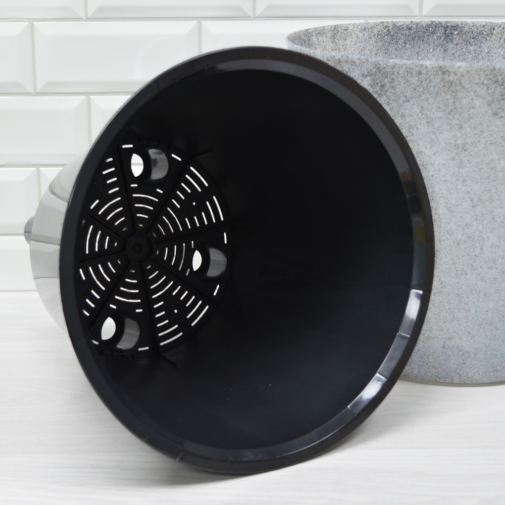 Горшок цветочный Grenada 16л D330мм на колесиках (гранит светло-серый)