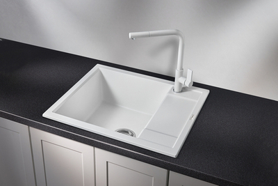 Granula 6002, АРКТИК (БЕЛЫЙ), кухонная мойка, кварц