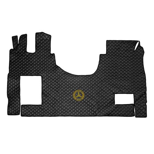 Ковры MERCEDES Actros 2020г ровный пол (экокожа, черный, черный кант, желтая вышивка)