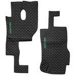Ковры MERCEDES Actros MP3 (автомат) с шахтой (экокожа, черный, черный кант, зеленая вышивка)