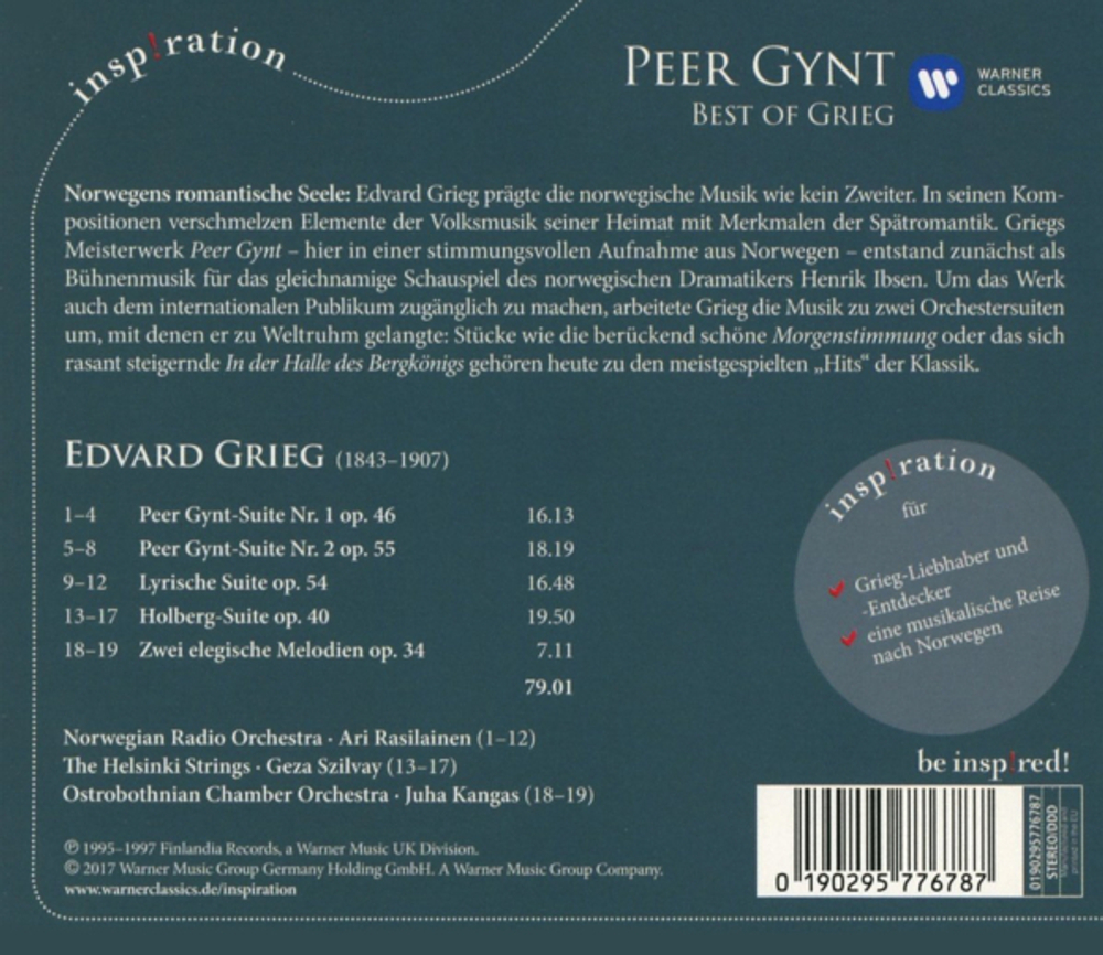 Norwegian Radio Orchestra, The Helsinki Strings, Rasilainen, Szilvay / Peer Gynt: Best Of Grieg (CD)