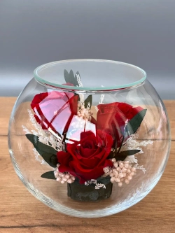 натуральные кустовые розы в стекле, вакуум