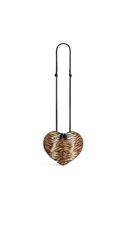 ALAÏA МИНИ-СУМКА LE CŒUR ИЗ ТЕЛЯЧЬЕЙ ШЕРСТИ С ТИГРОВЫМ ПРИНТОМ, НАТУРАЛЬНЫЙ