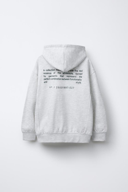 ZARA ТОЛСТОВКА С КАПЮШОНОМ, СЕРЫЙ С МЕЛАНЖЕВЫМ ЭФФЕКТОМ