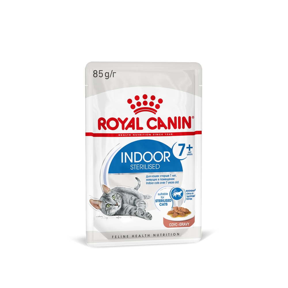 Royal Canin Indoor Sterilized 7+ Индор стерилайзд Корм влажный для стерилизованных кошек в возрасте от 7 до 12 лет живущих в помещении соус 85г