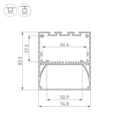 Профиль ARH-POWER-W75-2000 ANOD (Arlight, Алюминий) 036349