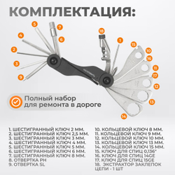 WDK-21801 Велоинструмент складной мультитул 18 в 1