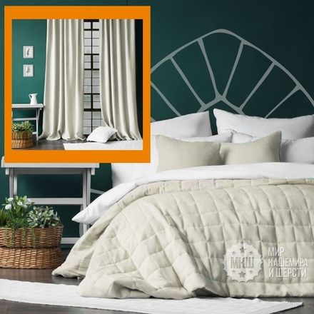 Комплект штор и покрывала ДЖЕРРИИ (арт. BL10-274-02) - (140х270)х2 см., покрывало 230х250 см. - сливочный