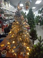 Настольная заснеженная елка с гирляндой «Александрийская» (Литая хвоя) 90 см