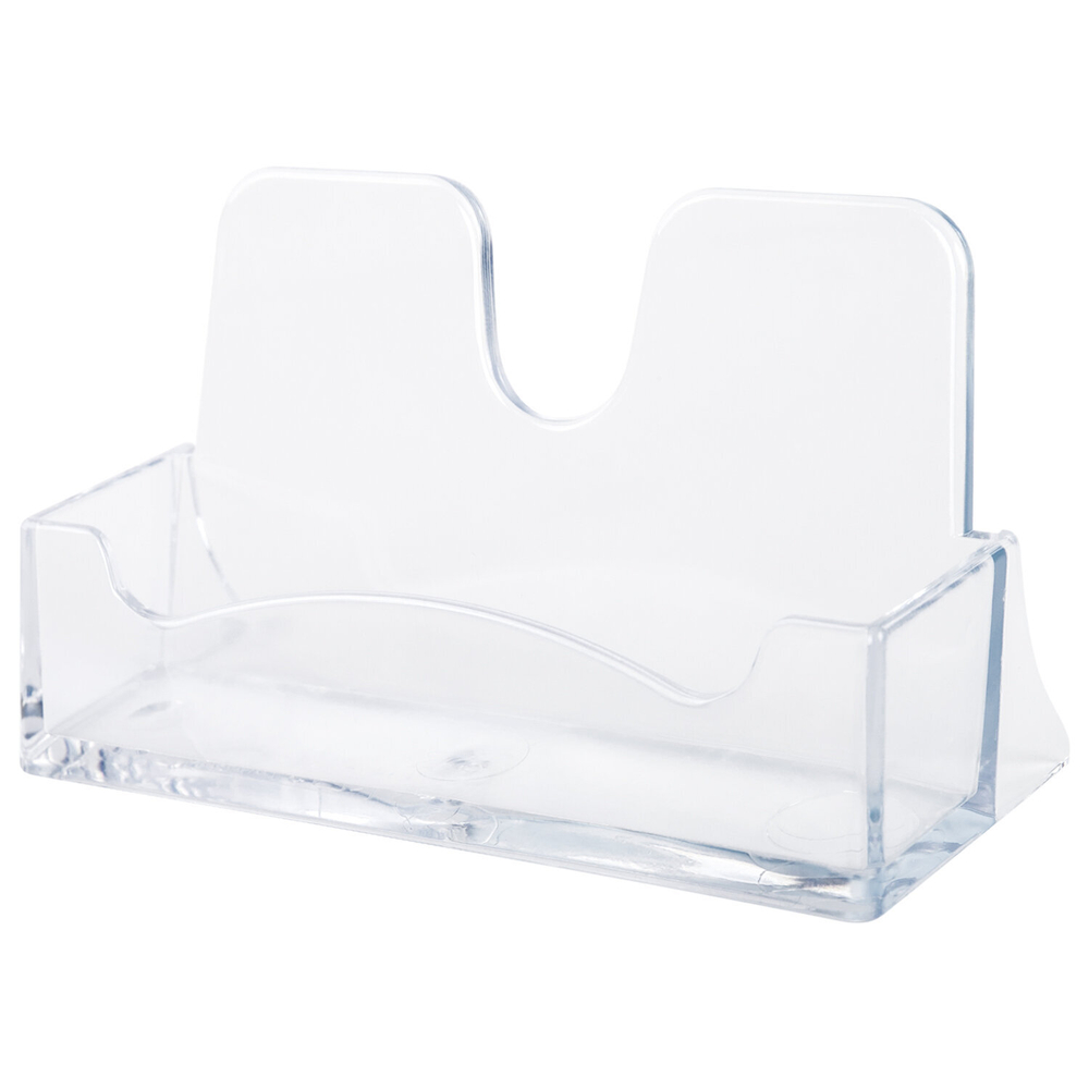 Подставка для визиток настольная BRAUBERG CLASSIC 40×100×55 мм, на 50 визиток, прозрачная, 6 штук в комплекте.