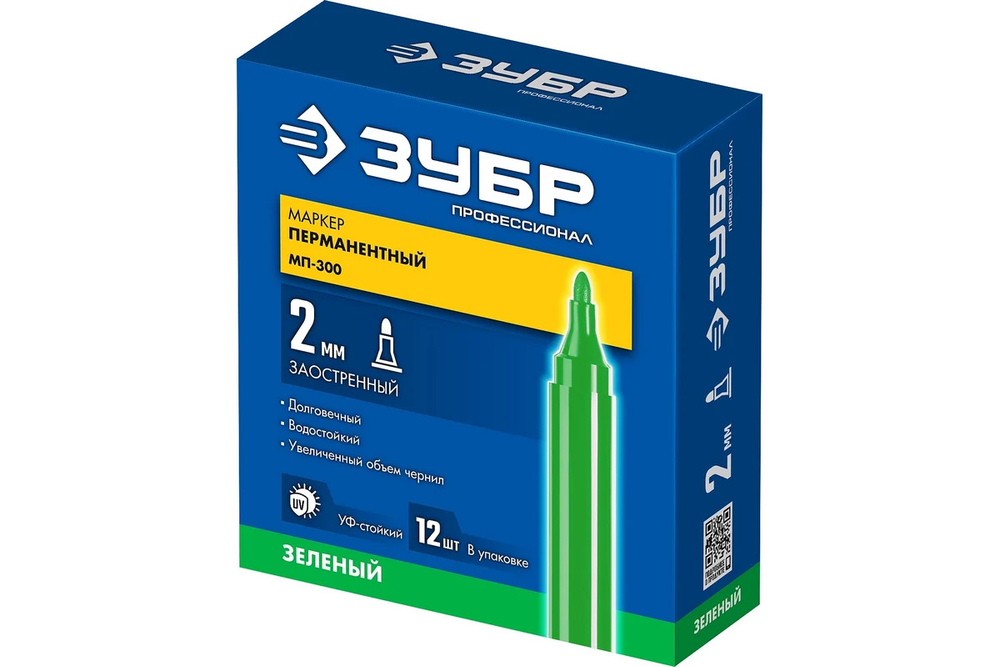 Маркер перманентный Зеленый заостренный Профессионал МП-300 ЗУБР 2мм Х
