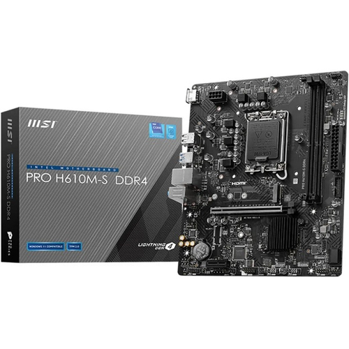 Материнская плата MSI PRO H610M-S DDR4 (LGA1700/H610/2xDDR4/PCI-Ex16/M.2/SB7.1/GLAN/HDMI/mATX)