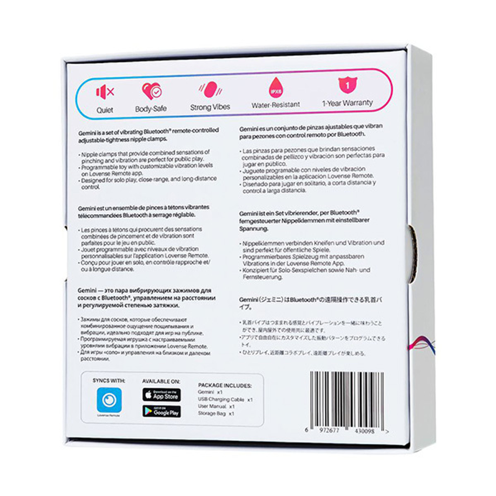 Розовый вибромассажер для сосков с управлением через приложение Lovense Gemini App Controlled Vibrating Nipple Clamps Clit Clamps LE-27
