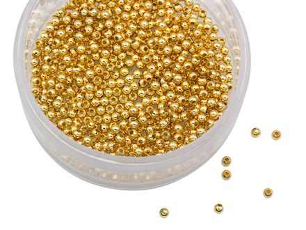 Мини-бусины металлические 2мм (10грамм) (светлое золото)