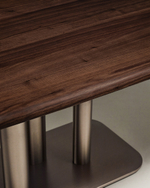 Стол Melvar из орехового шпона с основанием из матовой нержавеющей стали 220 x 110