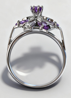 Ювелирное кольцо из серебра 925 пробы,вставка аметист,фианиты,размер 20.5