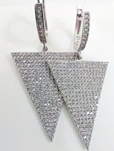 Серьги Эстерелла с фианитами, родированные, серебро 925 пробы/Ф