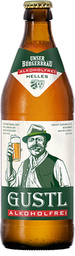 Пиво Густль Хеллес Безалкогольное / Gustl Helles Alkoholfrei 0.5 - стекло