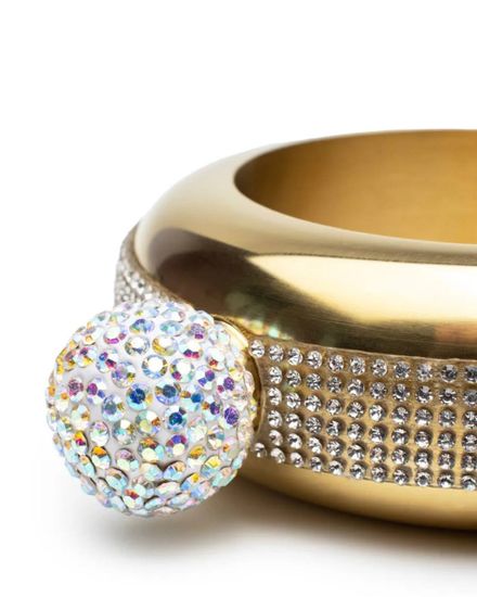 Фляжка , в виде браслета кольца со стразами , золотая