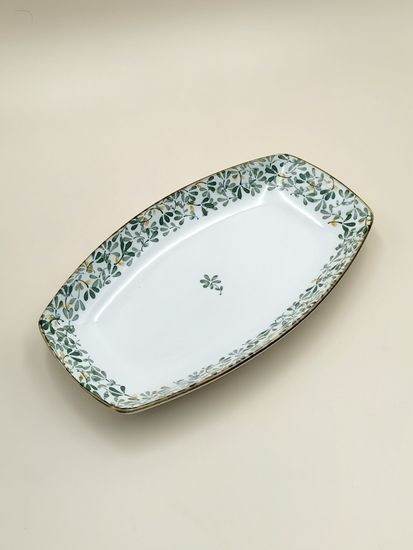 Блюдо овальное 30 см. "Япония" зеленый декор