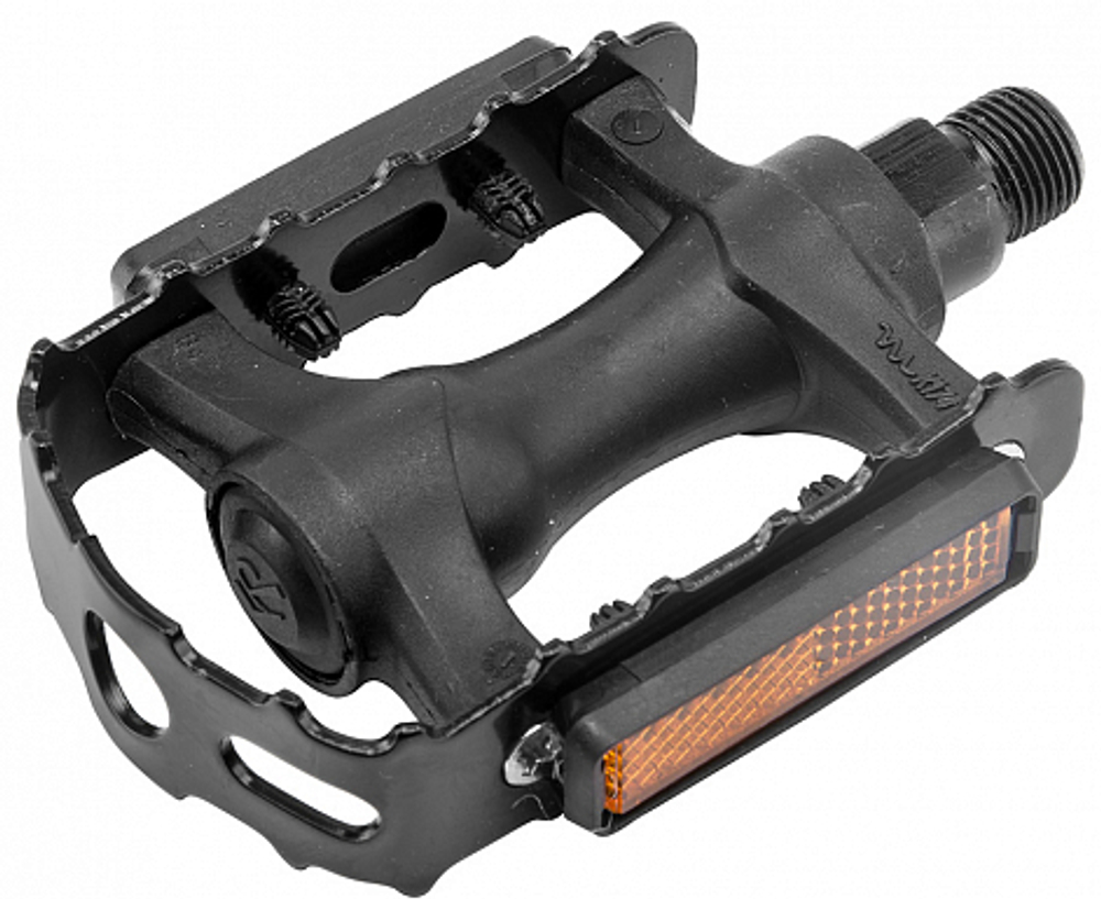 Педали FP-917N FEIMIN, ось 9/16" со светоотражателями, пластиковые/стальные чёрные