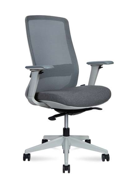 Кресло офисное Норден / Комо LB грэй / Como LB grey / серый пластик / серая ткань / серая сетка