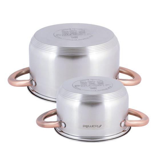 Набор кастрюль 4 предмета Kamille KM 4935 (1,5 л; 3 л.) из нержавеющей стали с ручками под медь