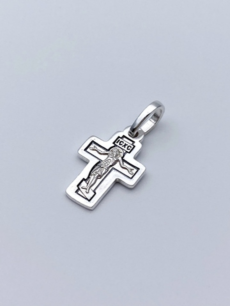 Крест из серебра/Частичное чернение/С подвижным ухом/Ангел-Хранитель