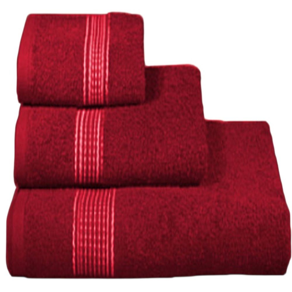 Набор из 3-х махровых полотенец "П37. Косичка" в упаковке, цвет бордовый, 100% хлопок, Россия.