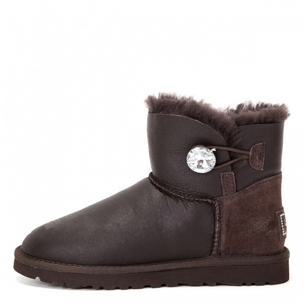 Угги Mini Bailey Button Bling Metallic Chocolate